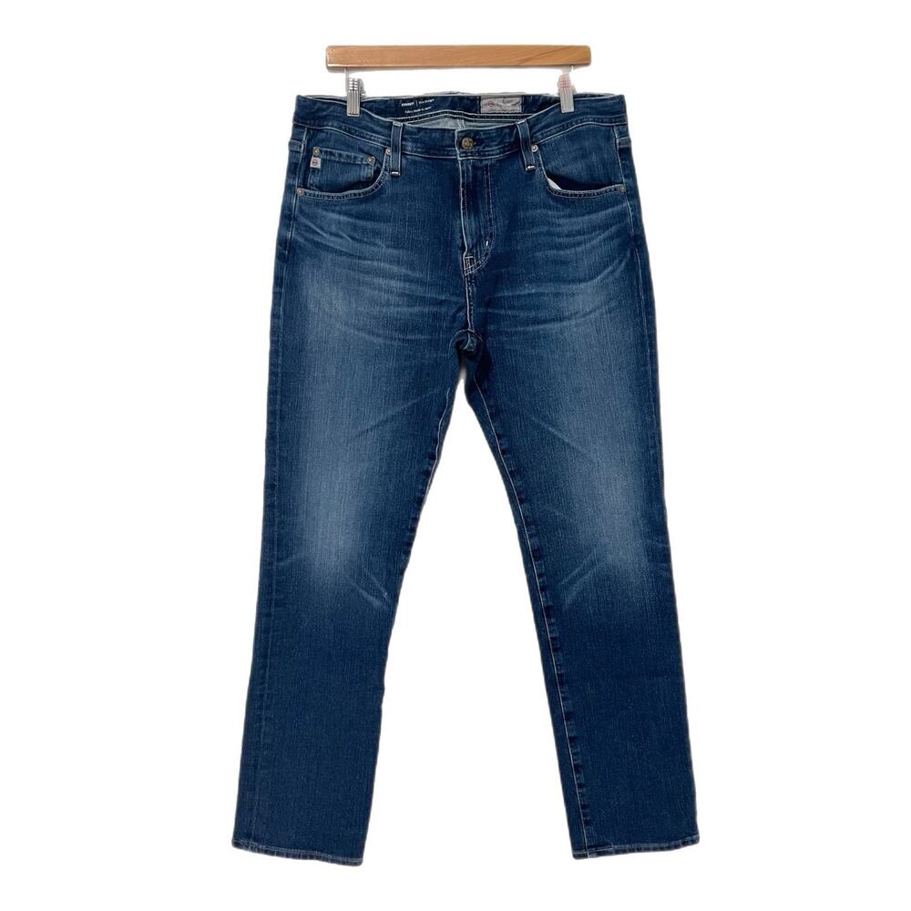 AG Adriano Goldschmied Everett Slim Straight Jeans Dark Wash 36x33 Made in Japan